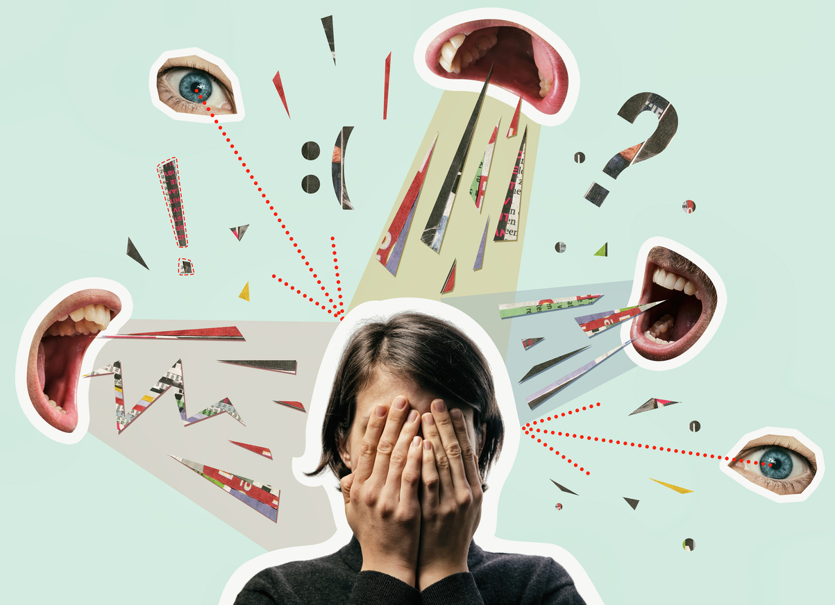 Bullying, abuse, harassment. Concept. Difficult Conversations - People yelling